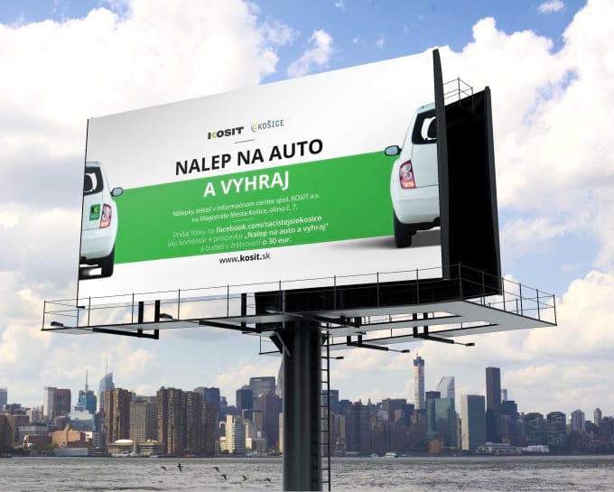 Grafika billboard Nalep na auto a vyhraj KOSIT
