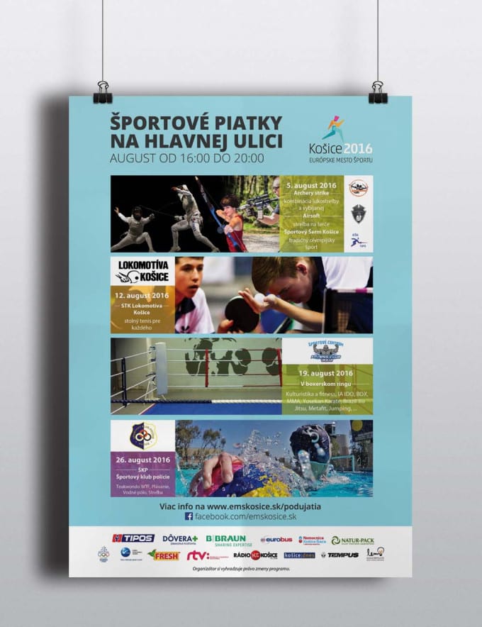Grafika plagát Športové piatky Košice